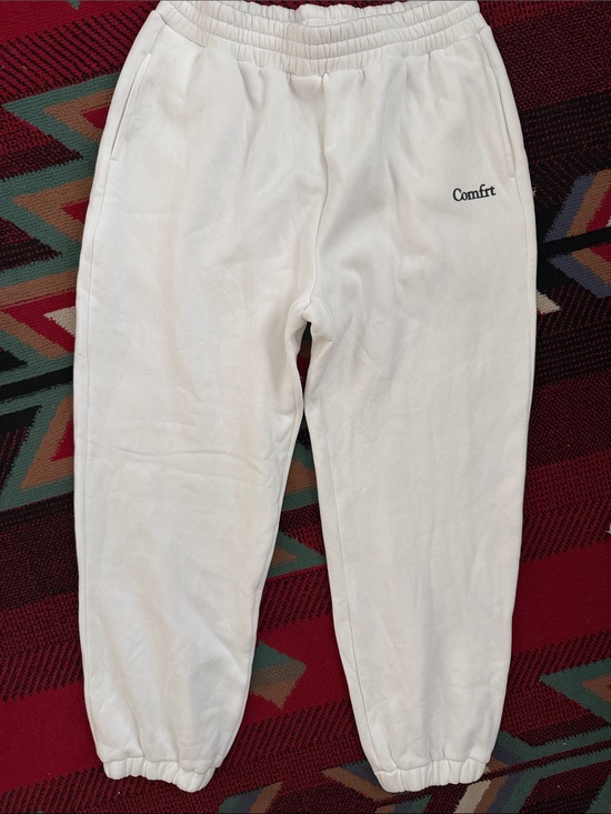 Comfrt Pants - Comfort White Fleece Sweatpants with Elastic Waist